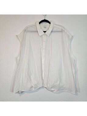 Old Navy Button Up Shirt Women Plus Size 4X White Twist Front Collared Neutral